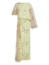 Erdem Draped Asymmetric Sequin-embellished Tulle And Satin-crepe Gown In Green