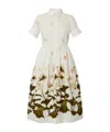 Erdem Floral Print Cotton Dress With Split Cuffs In White