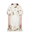 Erdem Floral Print Cotton Top With Collared Neck In White