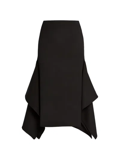 Erdem Side-draped Woo Midi Skirt In Black