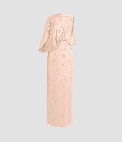 Erdem Silk Creponne Drape Gown In Neutral