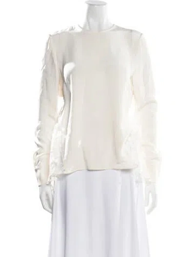 Pre-owned Erdem Silk Crew Neck Blouse W/ Tags In Neutral