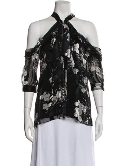 Pre-owned Erdem Silk Floral Print Blouse In Black