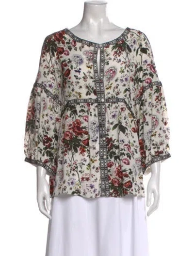 Pre-owned Erdem Silk Floral Print Blouse In Black