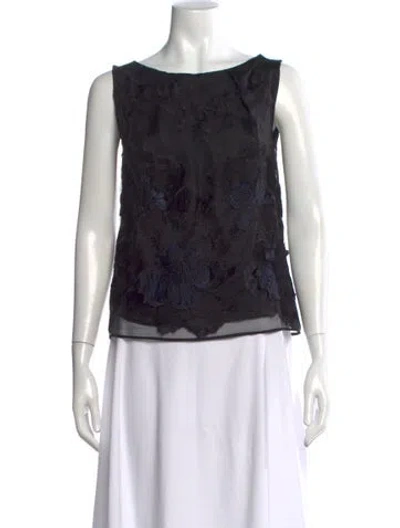 Pre-owned Erdem Silk Floral Print Blouse In Black