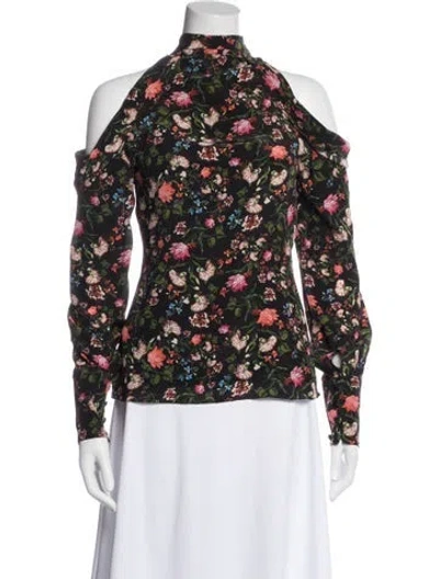 Pre-owned Erdem Silk Floral Print Blouse In Black