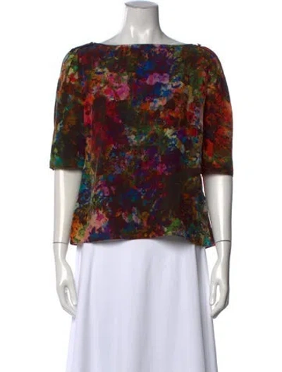 Pre-owned Erdem Silk Floral Print Blouse In Green