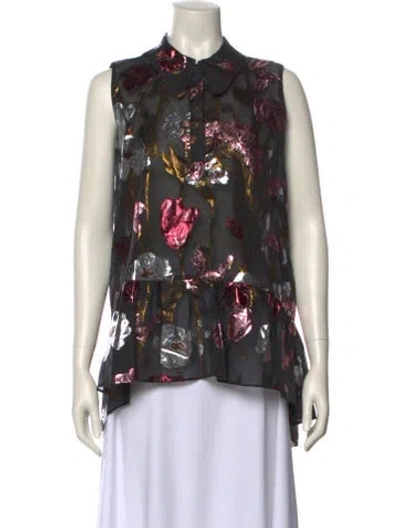 Pre-owned Erdem Silk Floral Print Blouse In Multi