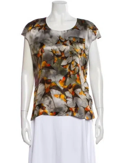 Pre-owned Erdem Silk Floral Print Blouse In Multi