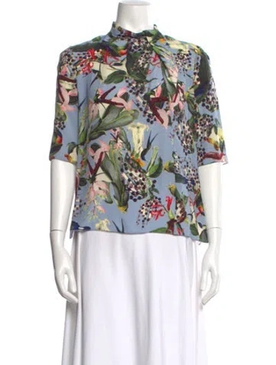 Pre-owned Erdem Silk Floral Print Blouse In Multi