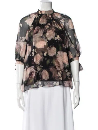Pre-owned Erdem Silk Floral Print Blouse In Multi