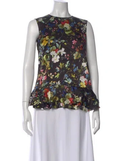 Pre-owned Erdem Silk Floral Print Blouse In Multi