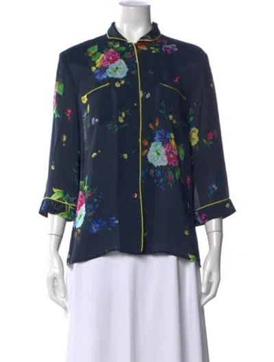 Pre-owned Erdem Silk Floral Print Blouse In Multi