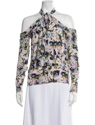 Pre-owned Erdem Silk Floral Print Blouse In Multicolor
