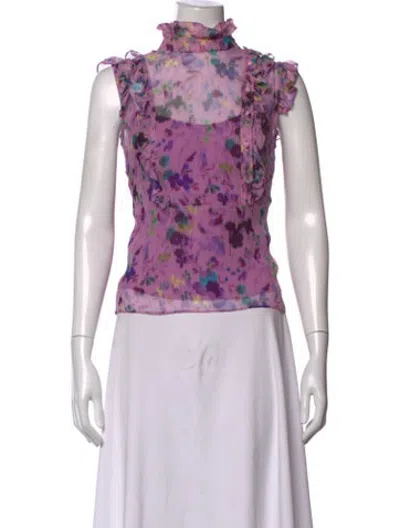 Pre-owned Erdem Silk Floral Print Blouse In Multicolor