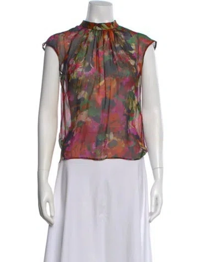 Pre-owned Erdem Silk Floral Print Blouse In Orange