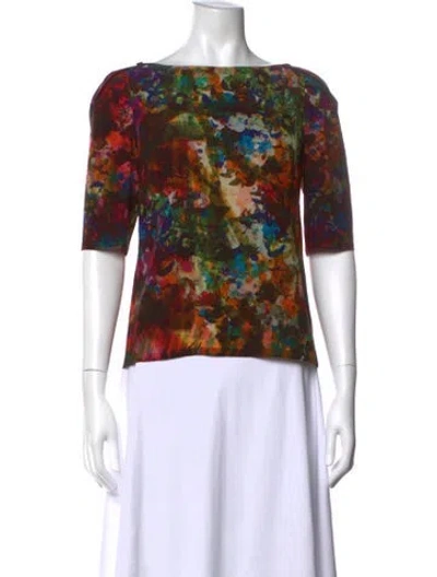 Pre-owned Erdem Silk Floral Print Blouse In Purple