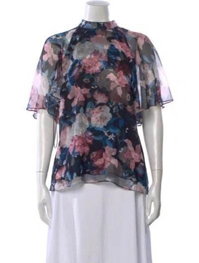 Pre-owned Erdem Silk Floral Print Blouse W/ Tags In Multi