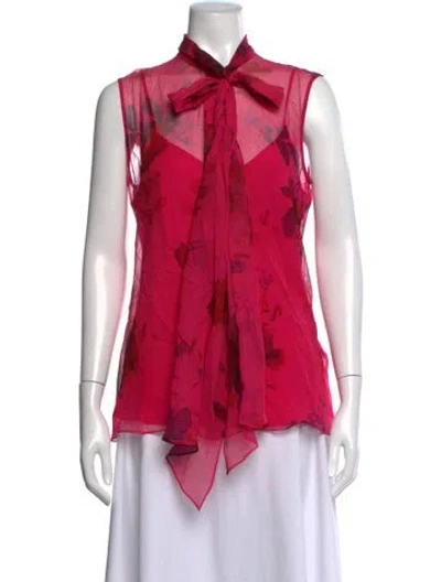 Pre-owned Erdem Silk Floral Print Blouse W/ Tags In Pink
