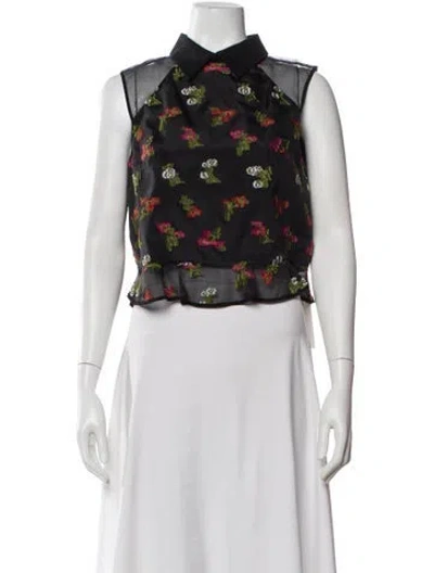 Pre-owned Erdem Silk Floral Print Blouse In White