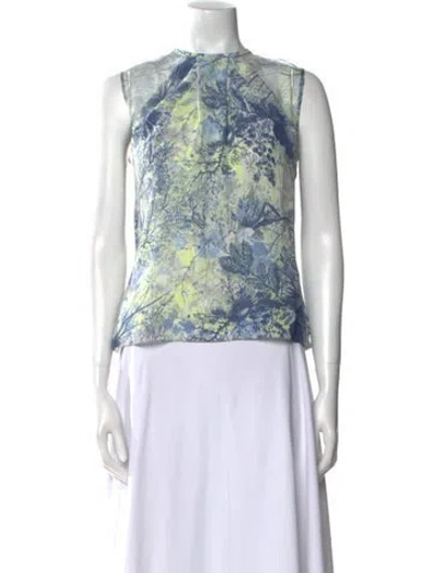 Pre-owned Erdem Silk Floral Print Blouse In Yellow