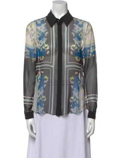 Pre-owned Erdem Silk Floral Print Button-up Top In Multi