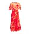 Erdem Silk Floral Print Midi Dress In Red