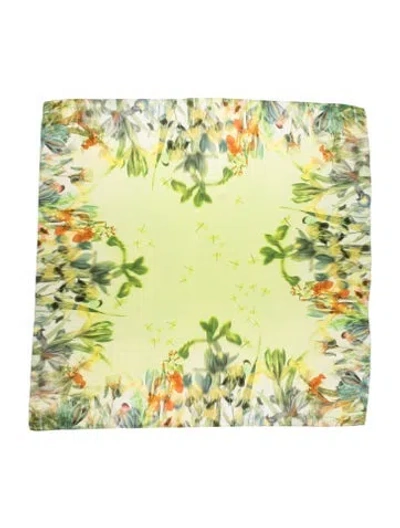 Pre-owned Erdem Silk Floral Print Scarf In Green