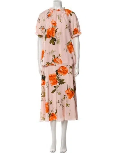 Pre-owned Erdem Silk Floral Print Skirt Set W/ Tags In Multi