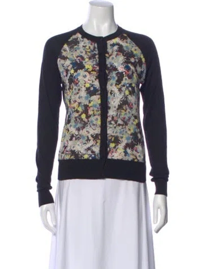 Pre-owned Erdem Silk Floral Print Sweater In Black