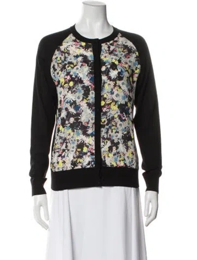 Pre-owned Erdem Silk Floral Print Top In Black