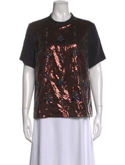 Pre-owned Erdem Silk Floral Print Top In Brown