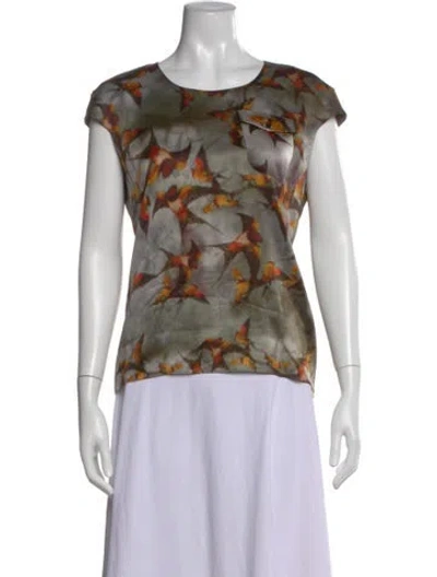 Pre-owned Erdem Silk Floral Print Top In Multi