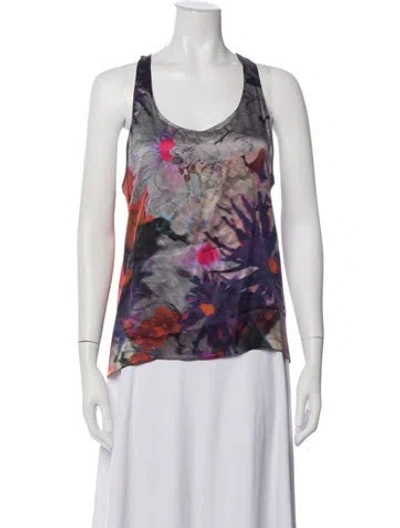 Pre-owned Erdem Silk Floral Print Top In Multicolor