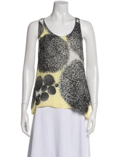 Pre-owned Erdem Silk Floral Print Top In Yellow