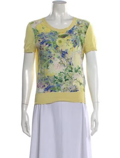 Pre-owned Erdem Silk Graphic Print T-shirt In Yellow