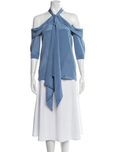 Pre-owned Erdem Silk Halterneck Blouse In Blue