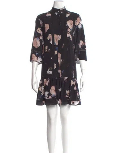 Pre-owned Erdem Silk Knee-length Dress In Black
