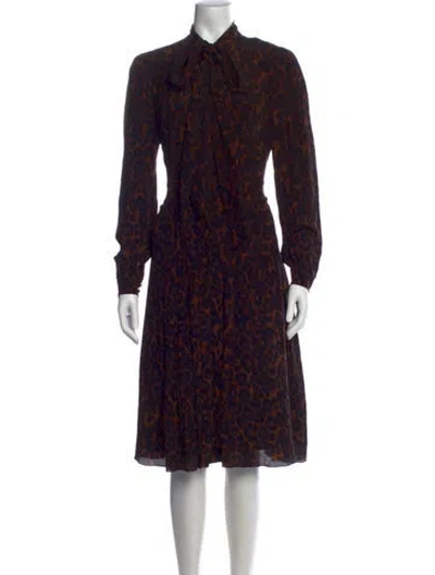 Pre-owned Erdem Silk Knee-length Dress In Brown