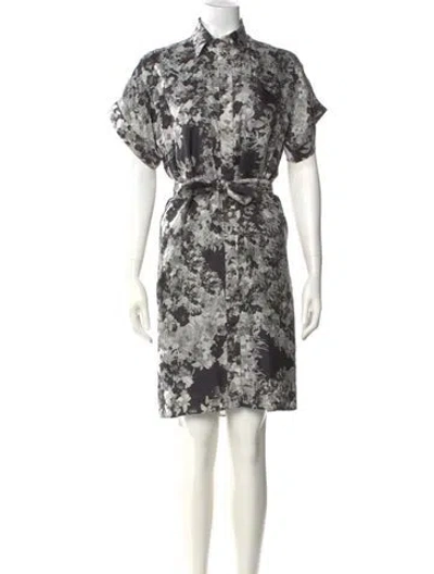 Pre-owned Erdem Silk Knee-length Dress In Gray