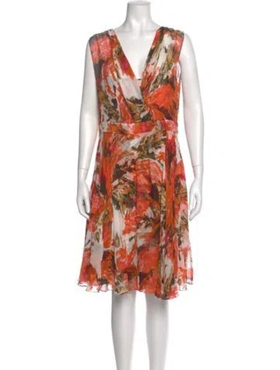 Pre-owned Erdem Silk Knee-length Dress In Green/orange/pink