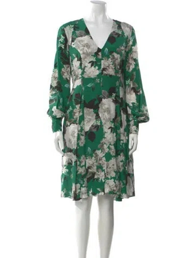 Pre-owned Erdem Silk Knee-length Dress W/ Tags In Green