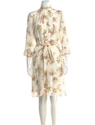 Pre-owned Erdem Silk Knee-length Dress W/ Tags In Neutral
