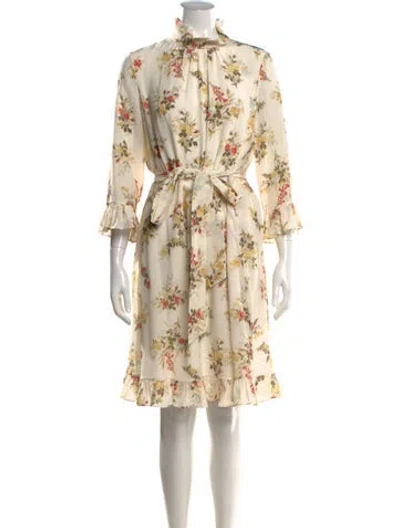 Pre-owned Erdem Silk Knee-length Dress In White