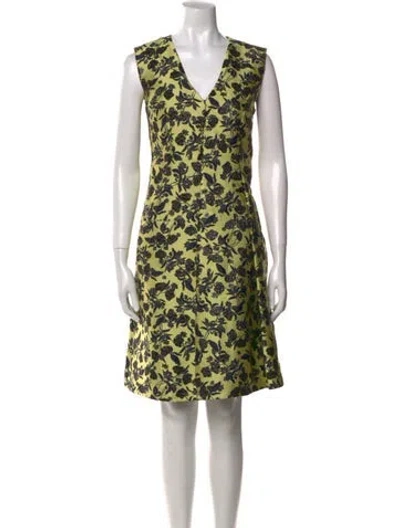 Pre-owned Erdem Silk Knee-length Dress In Yellow