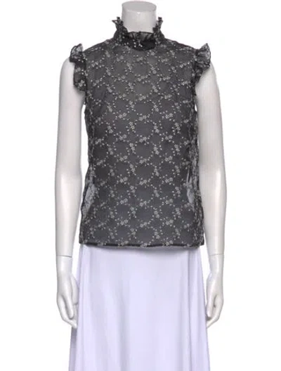 Pre-owned Erdem Silk Lace Pattern Blouse In Gray