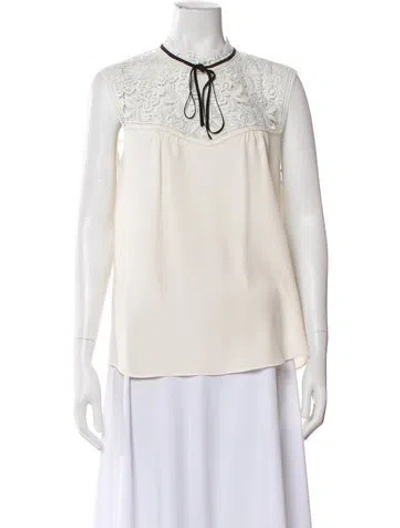 Pre-owned Erdem Silk Lace Pattern Blouse In Neutral