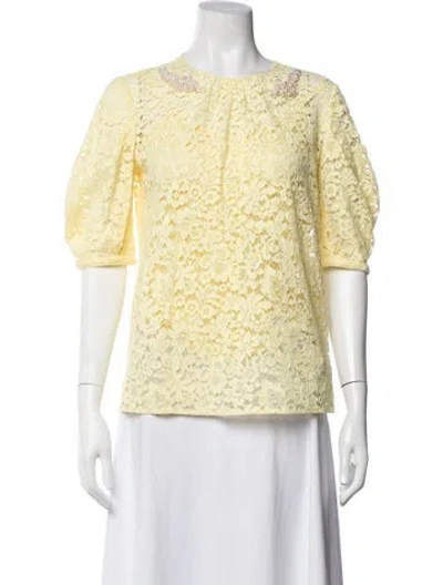 Pre-owned Erdem Silk Lace Pattern Blouse In Yellow