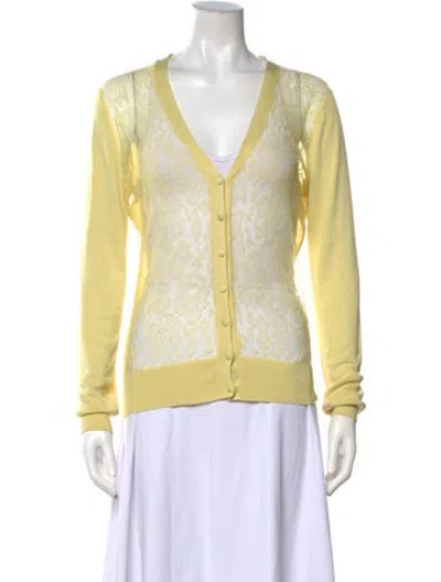 Pre-owned Erdem Silk Lace Pattern Sweater In Yellow