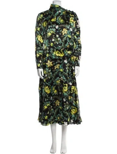 Pre-owned Erdem Silk Long Dress In Black